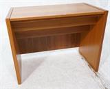 Lot 251:  Danish Teak Modern Flip Top Vanity. JESPER, Denmark  sticker. Minimalist design. : Dimensions:  H: 26.5 inches: W: 34 inches: D: 19 inches --- 