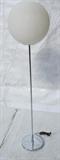 Lot 257:  Plastic Globe Shade Modernist Floor Lamp. Chrome column.  Mayan.: Dimensions:  H: 59 inches: W: 15 inches --- 
