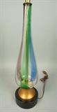 Lot 265:  Glass Teardrop Table Lamp. Mid century modern. Multi color.: Dimensions:  H: 27.5 inches --- 