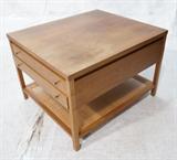 Lot 276:  PAUL McCOBB Calvin Side Table Stand. Two Drawers. Label.: Dimensions:  H: 19 inches: W: 24 inches: D: 28 inches --- 