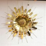 Lot 282:  Round Brass Brutalist Daisy Flower Wall Sculpture.: Dimensions:  H: 37 inches: W: 37 inches: D: 4.5 inches --- 