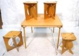 Lot 284:  5pc ROOSTER Folding Portable Picnic Set. Four Folding Seats. One picnic table. Marked Rooster by Dirt Road. Neat set.: Dimensions:   --- 
