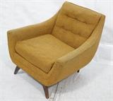 Lot 292:  Gold & Black Fabric ADRIAN PEARSALL Style Lounge Chair. Exposed Walnut legs. : Dimensions:  H: 31 inches: W: 32 inches: D: 35 inches --- 