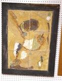 Lot 296:  Six Large Pottery Tile Sculpture in Wide Wood Frame.  Studio pottery.: Dimensions:  H: 35 inches: W: 26.5 inches --- 