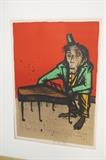 Lot 311:  BERNARD BUFFET Signed Lithograph Print. Monkey Playing Piano. Signed. 16/120.: Dimensions:  Image Size: H: 28 inches: W: 19.5 inches --- 