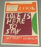 Lot 316:  SISTER MARY CORITA Dec. 1965 Exhibition Poster. "Love is here to Stay" John Lennon & Paul McCartney quote.: Dimensions:  Image Size: H: 17.25 inches: W: 13.5 inches --- 
