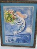 Lot 319:  MARC CHAGALL Lithograph Print. Mermaid with flowers.: Dimensions:  Image Size: H: 32 inches: W: 20 inches --- 