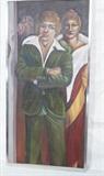 Lot 321:   Oil Painting Portrait Cool 70's Couple. He's got swagger. Signed and dated '71. : Dimensions:  H: 47 inches: W: 23 inches --- 