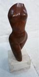 Lot 337:  DAVID E ROGERS Carved Wood Female Torso. Marble Base. From large collection of the artist/sculptor's work. Princeton, NJ artist and Vanderbilt University Professor.: Dimensions:  H: 32 inches: W: 11 inches: D: 11 inches --- 