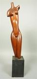 Lot 340:  DAVID E ROGERS Carved Female Torso Sculpture. Wood Base. Signed. From large collection of the artist/sculptor's work. Princeton, NJ artist and Vanderbilt University Professor.: Dimensions:  H: 26.5 inches: W: 4.25 inches: D: 4.25 inches --- US Shipping charge: $35