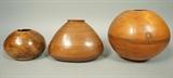 Lot 355:  3pc DAVID E ROGERS Carved Wood Vases Vessels. All signed. Two are dated. From large collection of the artist/sculptor's work. Princeton, NJ artist and Vanderbilt University Professor.: Dimensions:  H: 7 inches: W: 8 inches --- US Shipping charge: $35