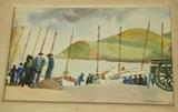 Lot 369:  R. HALLOWELL '26 Watercolor Painting. Marine Scene. Sailboats.: Dimensions:  Image Size: H: 8.25 inches: W: 13.5 inches --- 