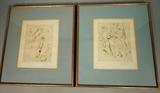 Lot 384:  2pc Pencil Signed VERTES Engravings. Art Deco Modern. 1. Three Women. 2. Window with women: Dimensions:  Image Size: H: 8.25 inches: W: 6.75 inches --- 