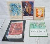 Lot 387:  5pc Modernist Art Poster & Print Lot. 1 & 2) Marc Chagall Gallery Posters. 3 & 4) RAOUL DUFY Posters. 5) PAUL KLEE Portrait Print. : Dimensions:  Image Size: H: 29.5 inches: W: 18.5 inches --- 