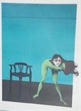 Lot 407:  PAUL WUNDERLICH, Germany, Print. Woman in Green leotard with corner chair. Pencil signed, E.A.: Dimensions:  Image Size: H: 22.25 inches: W: 17.5 inches --- 