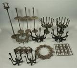 Lot 413:  14pc Dansk Danish Iron Candle Holders. Low candle holders. Tall candle sticks. Most marked: Dimensions:  H: 17.25 inches --- 