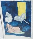 Lot 432:  MENASHE KADISHMAN Lithograph Print. Sheep in Blue Background. Artist Proof. Signed with personalized inscription.: Dimensions:  Image Size: H: 25.75 inches: W: 20.25 inches --- 