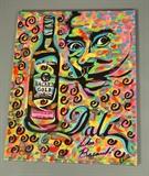 Lot 435:  JAMES M ENDERS Dali Likes Bacardi Gold Oil Painting Canvas. Signed front & back. Submitted  for Bacardi Gold Rum competition.: Dimensions:  H: 20 inches: W: 16 inches --- 