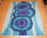 Lot 476:  10'2" Large Shag Rug Carpet. Blue & Aqua Blue Shades in Wave Pattern. : Dimensions:  H: 122 inches: W: 98 inches --- 