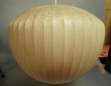 Lot 501:  GEORGE NELSON Bubble Hanging Pendant Light. Parchment over Wire Frame. Metal cap has Lightolier tag. : Dimensions:  H: 16 inches: W: 19 inches --- 