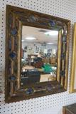 Lot 504:  Italian Antique Style Decorator Mirror.  Glass painted panel frame: Dimensions:  H: 25 inches: W: 19 inches --- 