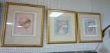 Lot 505:  3pcs Edna Hibel Prints of Children.  All Pencil Signed and Numbered.  Nicely matted and framed.: Dimensions:  H: 17 inches: W: 13 inches --- 