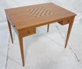 Lot 518:  Modernist Game Chess Table.  Studio Craftsman.  Tray and drawers flip top.  Inlaid chess top.: Dimensions:  H: 29.5 inches: W: 37 inches: D: 27 inches --- 