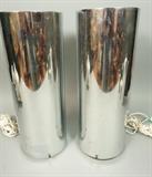 Lot 527:  Pair Kovacs Style Chrome Tube Table Lamps. : Dimensions:  H: 15.25 inches: W: 5.5 inches --- 