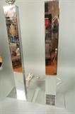 Lot 529:  Pair 70's Modern Chrome Table Lamps. Flat Column Form.: Dimensions:  H: 38 inches: W: 8 inches: D: 5 inches --- 