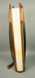 Lot 551:  Modernist Lucite & Walnut Lamp. White acrylic cylinder shade.: Dimensions:  H: 38 inches: W: 12 inches --- 