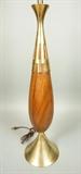 Lot 583:  American Modern Walnut Teardrop Form Lamp. Brass Tone Accents. Tony Paul attribution.: Dimensions:  H: 42 inches --- 
