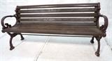 Lot 610:  Heavy Iron and Wood Park Bench.  Burlington Center 1982 The Rouse Co.  Iron sides and wood slats.: Dimensions:  H: 28.5 inches: W: 62 inches: D: 24 inches --- 