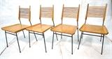 Lot 611:  Set 4 Paul McCobb Shovel Chairs.  Iron Frames Dowel Backs. : Dimensions:  H: 34 inches: W: 18.5 inches: D: 20 inches --- 