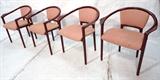 Lot 613:  Set 4 Italian Lacquer Dining Chairs.  Dark red lacquer. : Dimensions:  H: 29.5 inches: W: 26 inches: D: 29.5 inches --- 