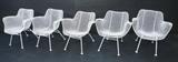 Lot 615:  5 Russell Woodard Lounge Chairs.  White wire mesh.  : Dimensions:  H: 28 inches: W: 26.5 inches: D: 24 inches --- 
