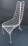 Lot 620:  Vladimir Kagan Capricorn Chair.  White Iron.  Tall back.: Dimensions:  H: 42 inches: W: 16 inches: D: 23 inches --- 