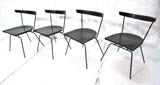 Lot 626:  Set 4 Paul McCobb Dining Chairs.  Black lacquer and Hairpin Iron.  : Dimensions:  H: 29.25 inches: W: 21.25 inches: D: 19 inches --- 