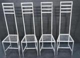 Lot 631:  Set 4 Aluminum Tall Back Chairs. Lucite Acrylic Seats. Macintosh style: Dimensions:  H: 50 inches: W: 15 inches: D: 13 inches --- 