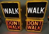 Lot 670:  Two Eagle Signal Co Aluminum Traffic "WALK" Lights. Aluminum Case with Plastic Lens. "don't WALK" : Dimensions:  H: 20 inches: W: 9 inches: D: 12 inches --- 