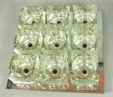 Lot 672:  Modernist Chrome Ceiling Mount Chandelier SCIOLARI style. Light Fixture.  Nine Bubble Glass Shades.: Dimensions:  H: 5.5 inches: W: 16 inches: D: 16 inches --- 