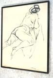 Lot 684:  Signed Nude Woman Drawing on Paper. Illegibly signed.: Dimensions:  H: 31 inches: W: 26 inches --- 