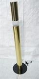 Lot 696:  Brass Tubular Column Floor Lamp. Frosted glass insert.: Dimensions:  H: 53 inches: W: 12 inches: D: 12 inches --- 