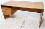 Lot 697:  Danish Teak Desk. Three drawers & floating Shelf.  : Dimensions:  H: 29 inches: W: 60 inches: D: 28 inches --- 
