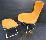 Lot 713:  KNOLL Assoc Harry Bertoia Bird Chair & Ottoman. Rust Color Lounge Chair. Knoll tag. : Dimensions:  H: 40 inches: W: 38 inches: D: 33 inches --- 