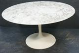Lot 718:  KNOLL Eero SAARINEN Tulip Dining Table. Round White Marble Top: Dimensions:  H: 28 inches: W: 54 inches: D: 54 inches --- 
