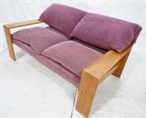 Lot 732:  Danish Modern Teak Love seat  Sofa.  Wide frame Made in Denmark Eilersen A/S: Dimensions:  H: 28 inches: W: 54 inches: D: 32 inches --- 