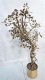 Lot 774:  Tall JERE Mixed Metal Welded Brass Tree Floor Sculpture. Satin brass planter. Not marked.: Dimensions:  H: 81 inches: W: 37 inches: D: 16 inches --- 