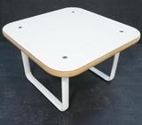 Lot 790:  KNOLL Side Table. White Enamel Base. White Laminate Top. Not marked. : Dimensions:  H: 16.25 inches: W: 25.75 inches: D: 27.75 inches --- 