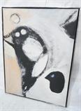 Lot 803:  Abstract Oil on Canvas Painting. HUGO WEBER. Black & White with shading. Signed on back; NYC 68: Dimensions:  Image Size: H: 40 inches: W: 30 inches --- 