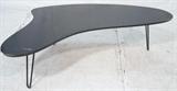 Lot 808:  Black Biomorphic Coffee Cocktail Table. Hairpin Iron Legs. : Dimensions:  H: 16 inches: W: 58 inches: D: 31 inches --- 